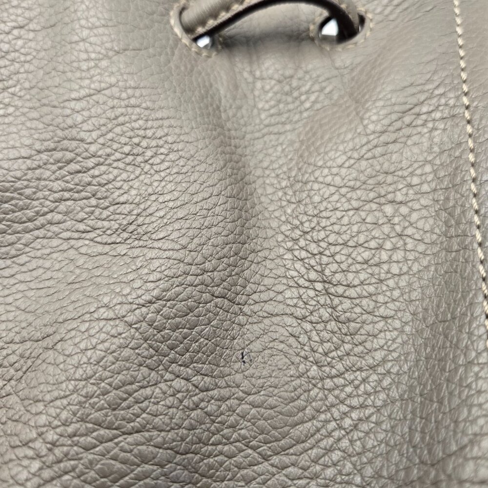 Brighton Gray Pebbled Leather Drawstring Bucket Purse with Shoulder Strap - Picture 16 of 16